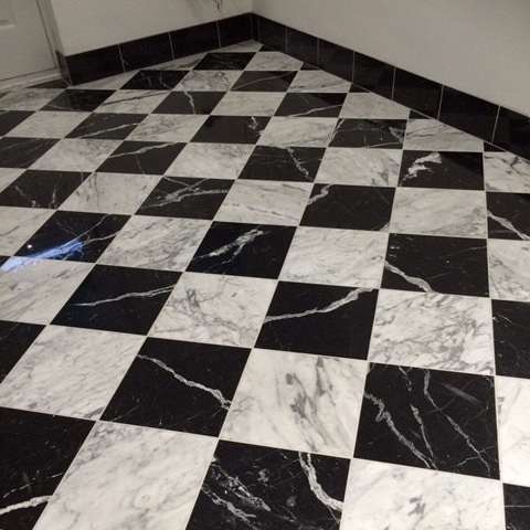 Nero Marquina & Calacatta Chequerboard - Authentic Stone