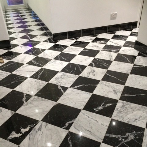 Nero Marquina & Calacatta Chequerboard - Authentic Stone